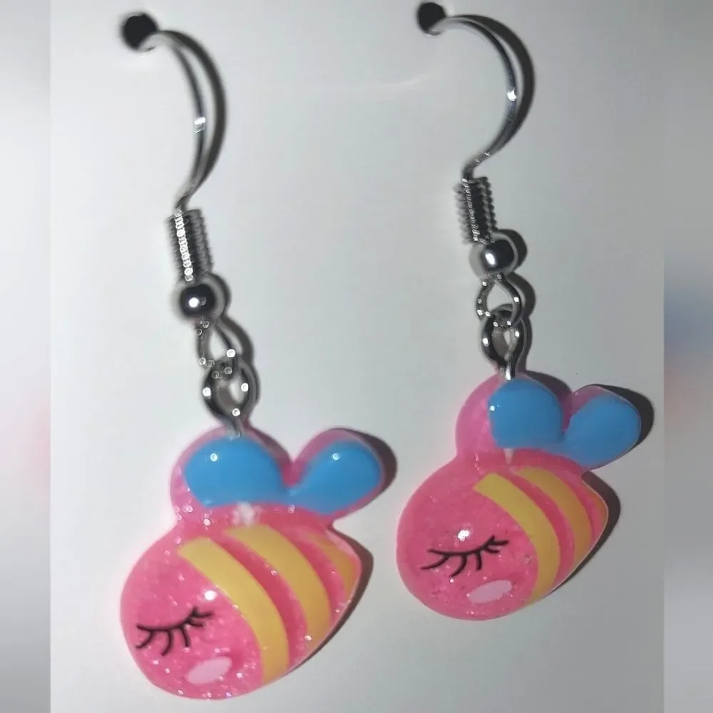 Pink Fish Super Cute  Kids Fashion Earrings For Adults And Kids